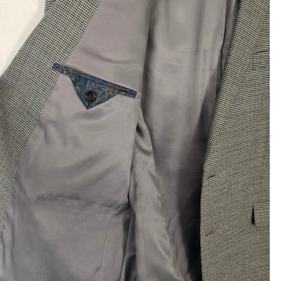 LAUREN Ralph Lauren Mens 46R Houndstooth Sport Coat Blazer Gray Black‎ Blue Prep - Picture 4 of 10